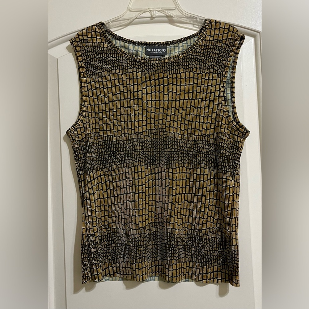 Notations 3 PIECES Black and Gold Brown Cardigan Tank Top Skirt Medium Small - Picture 5 of 13